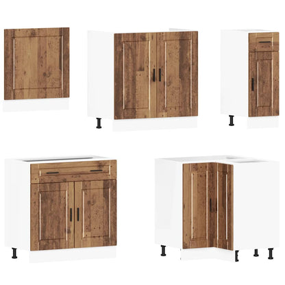 vidaXL Ensemble de 11 meubles de cuisine Porto Aspect vieux bois en bois d'ingénierie