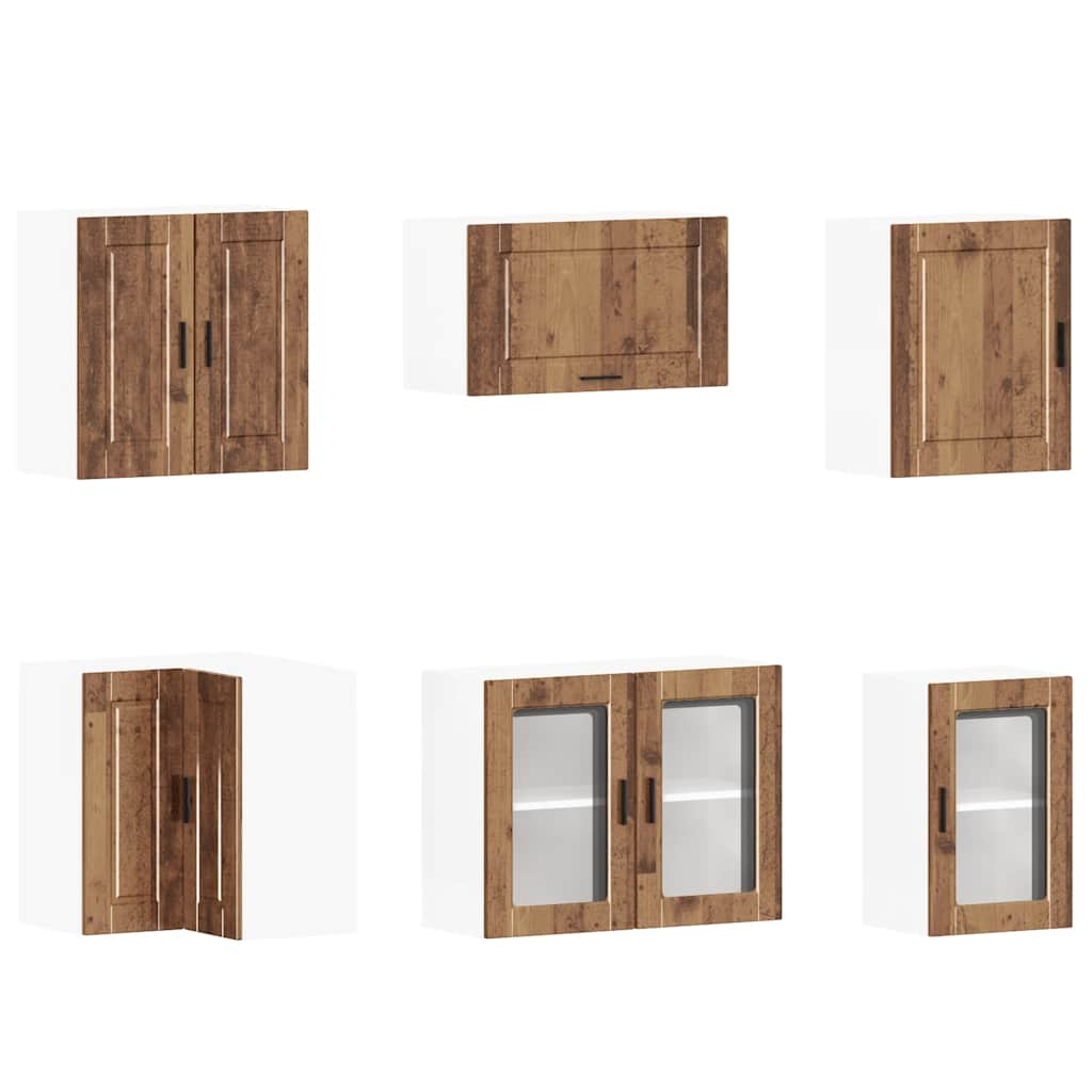 vidaXL Ensemble de 11 meubles de cuisine Porto Aspect vieux bois en bois d'ingénierie