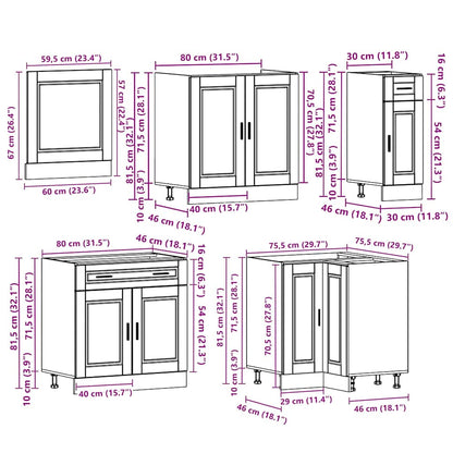 vidaXL Ensemble de 11 meubles de cuisine Porto Aspect vieux bois en bois d'ingénierie