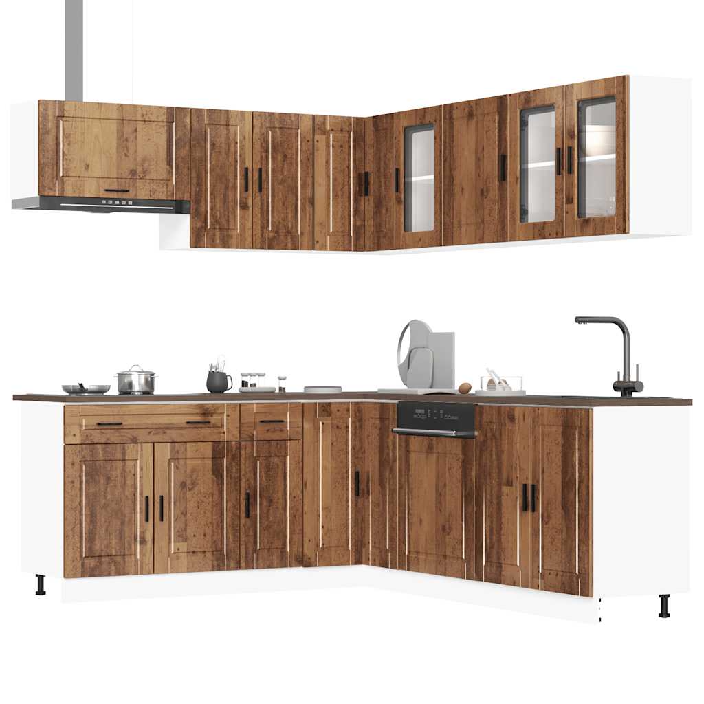 vidaXL Ensemble de 11 meubles de cuisine Porto Aspect vieux bois en bois d'ingénierie