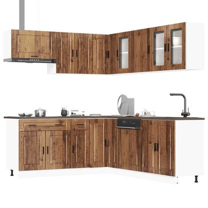 vidaXL Ensemble de 11 meubles de cuisine Porto Aspect vieux bois en bois d'ingénierie