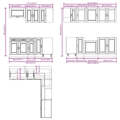vidaXL 11-tlg. Küchenschrank-Set Porto Artisan-Eiche Holzwerkstoff