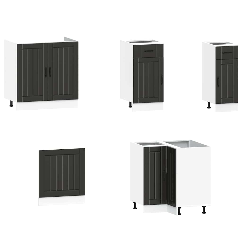 vidaXL 11-tlg. Küchenschrank-Set Kalmar Schwarz Holzwerkstoff