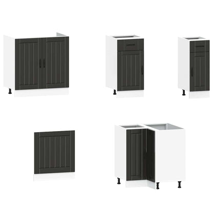vidaXL 11-tlg. Küchenschrank-Set Kalmar Schwarz Holzwerkstoff