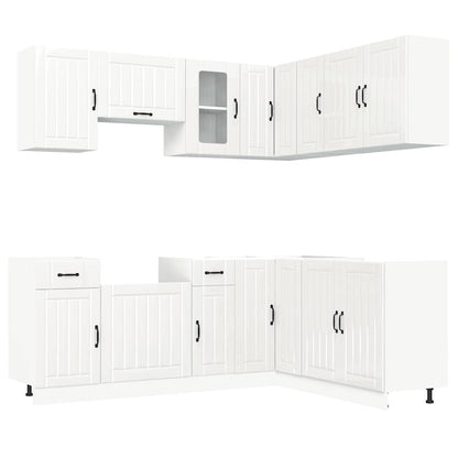 vidaXL Ensemble de 11 éléments de meubles de cuisine Kalmar MDF Blanc brillant