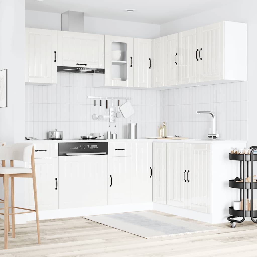 vidaXL Ensemble de 11 éléments de meubles de cuisine Kalmar MDF Blanc brillant