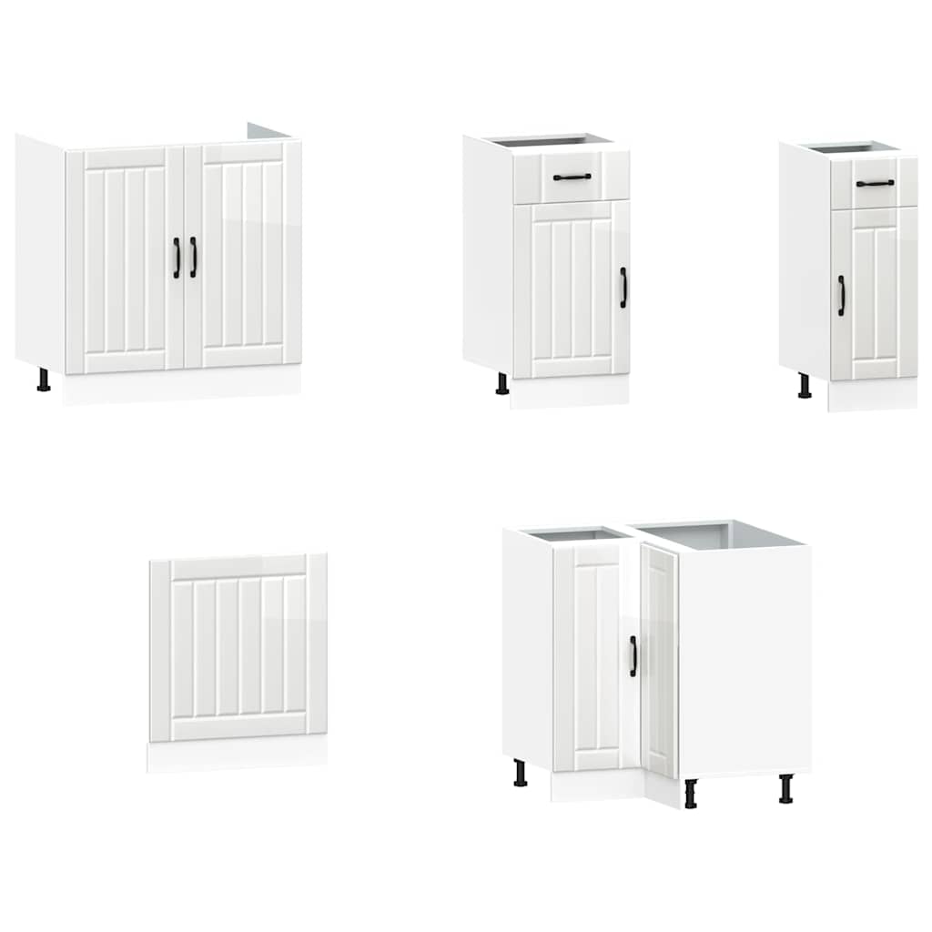 vidaXL Ensemble de 11 éléments de meubles de cuisine Kalmar MDF Blanc brillant