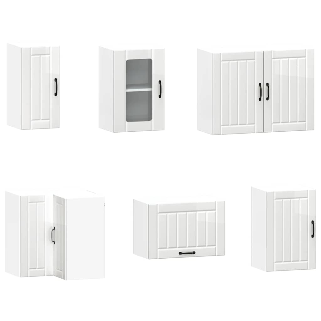vidaXL Ensemble de 11 éléments de meubles de cuisine Kalmar MDF Blanc brillant