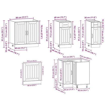 vidaXL Ensemble de 11 éléments de meubles de cuisine Kalmar MDF Blanc brillant