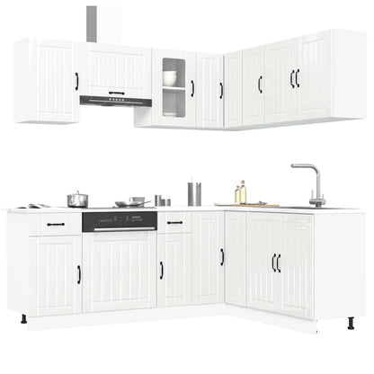 vidaXL Ensemble de 11 éléments de meubles de cuisine Kalmar MDF Blanc brillant