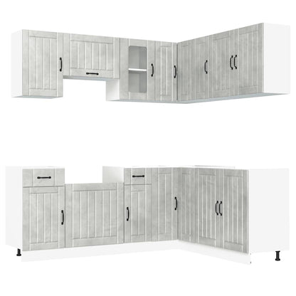 vidaXL 11-tlg. Küchenschrank-Set Kalmar Betongrau Holzwerkstoff