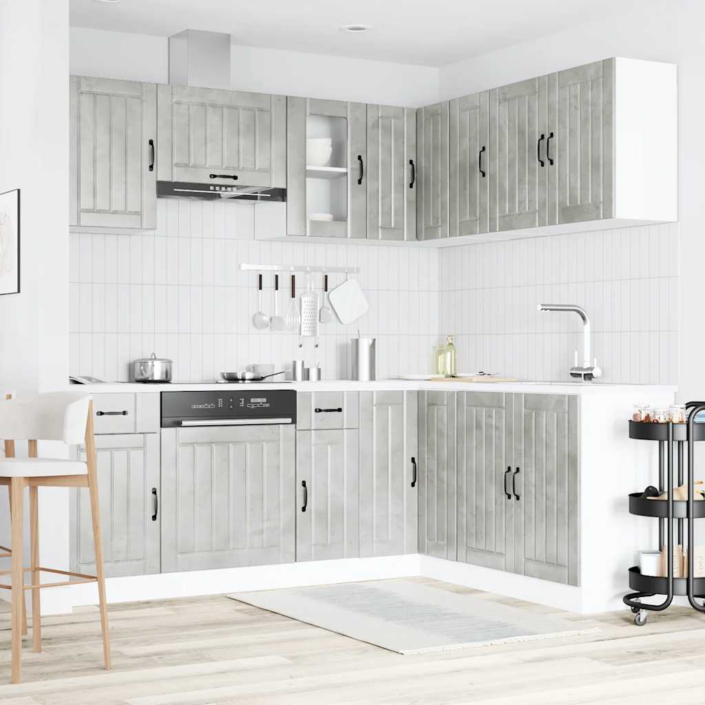 vidaXL 11-tlg. Küchenschrank-Set Kalmar Betongrau Holzwerkstoff