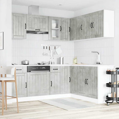 vidaXL 11-tlg. Küchenschrank-Set Kalmar Betongrau Holzwerkstoff