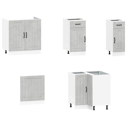 vidaXL 11-tlg. Küchenschrank-Set Kalmar Betongrau Holzwerkstoff