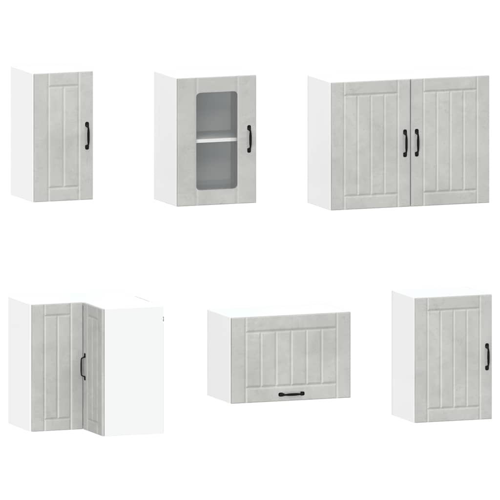 vidaXL 11-tlg. Küchenschrank-Set Kalmar Betongrau Holzwerkstoff