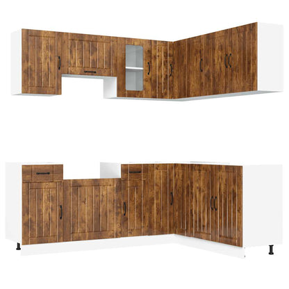 vidaXL 11-tlg. Küchenschrank-Set Kalmar Räuchereiche Holzwerkstoff