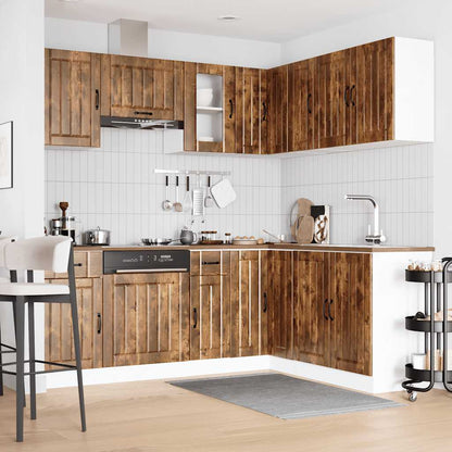 vidaXL 11-tlg. Küchenschrank-Set Kalmar Räuchereiche Holzwerkstoff