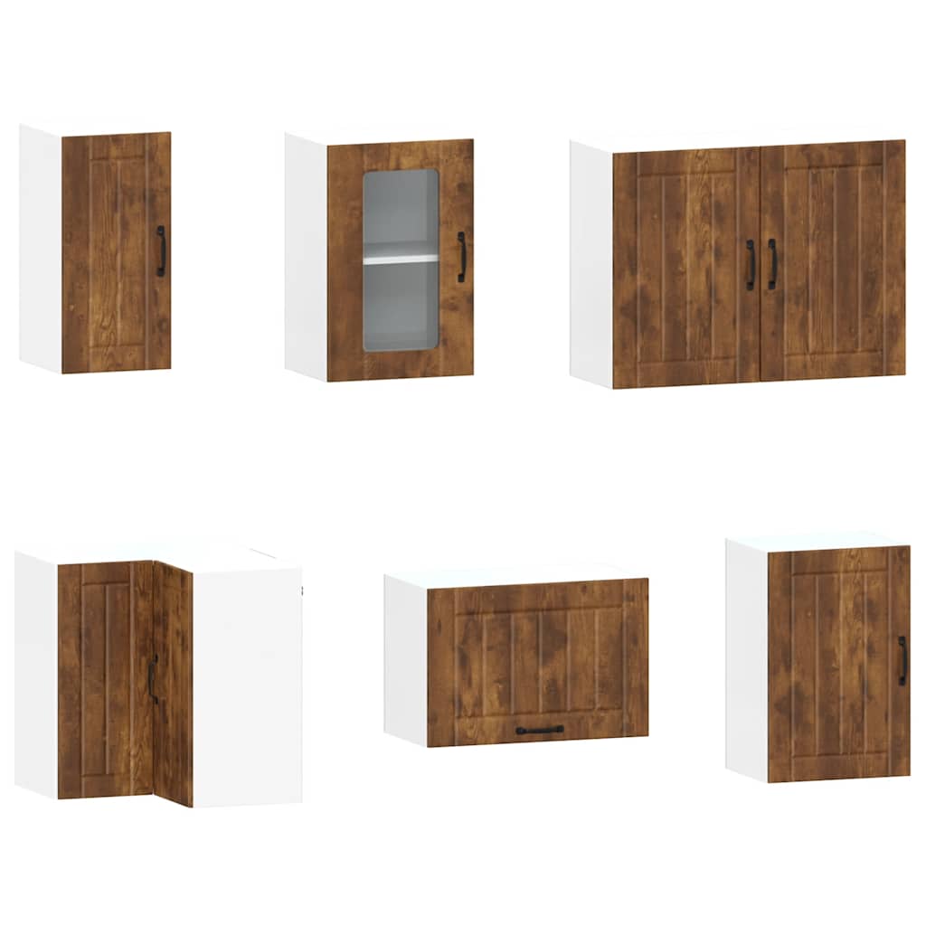 vidaXL 11-tlg. Küchenschrank-Set Kalmar Räuchereiche Holzwerkstoff