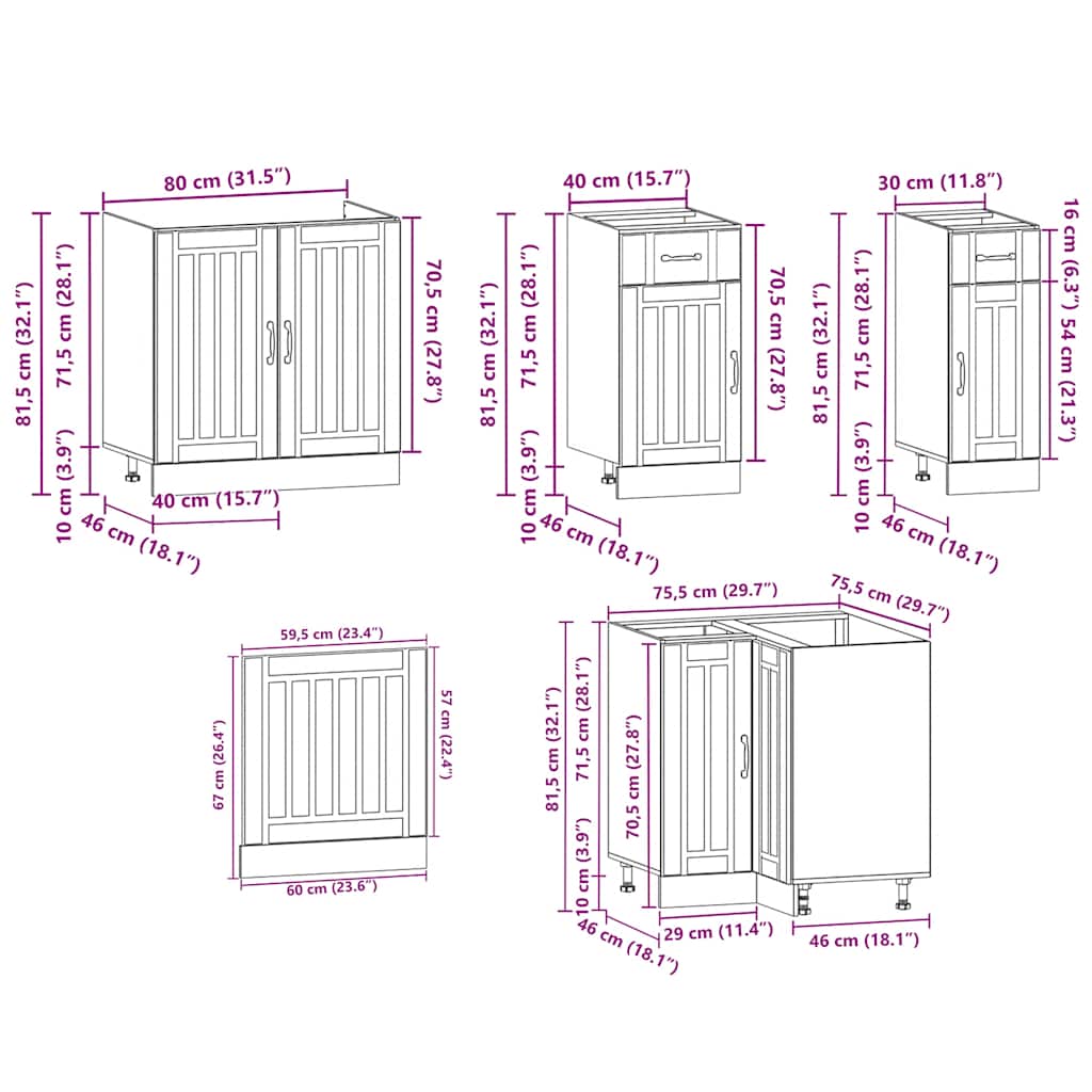 vidaXL 11-tlg. Küchenschrank-Set Kalmar Räuchereiche Holzwerkstoff