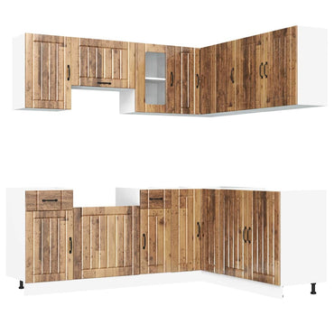 vidaXL 11-tlg. Küchenschrank-Set Kalmar Altholz-Optik Holzwerkstoff