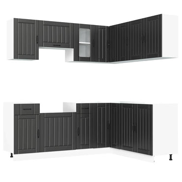 vidaXL 11-tlg. Küchenschrank-Set Lucca Schwarz Holzwerkstoff