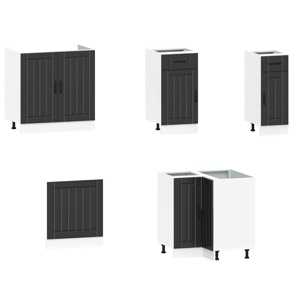 vidaXL 11-tlg. Küchenschrank-Set Lucca Schwarz Holzwerkstoff