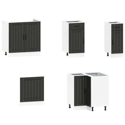 vidaXL 11-tlg. Küchenschrank-Set Lucca Schwarz Holzwerkstoff