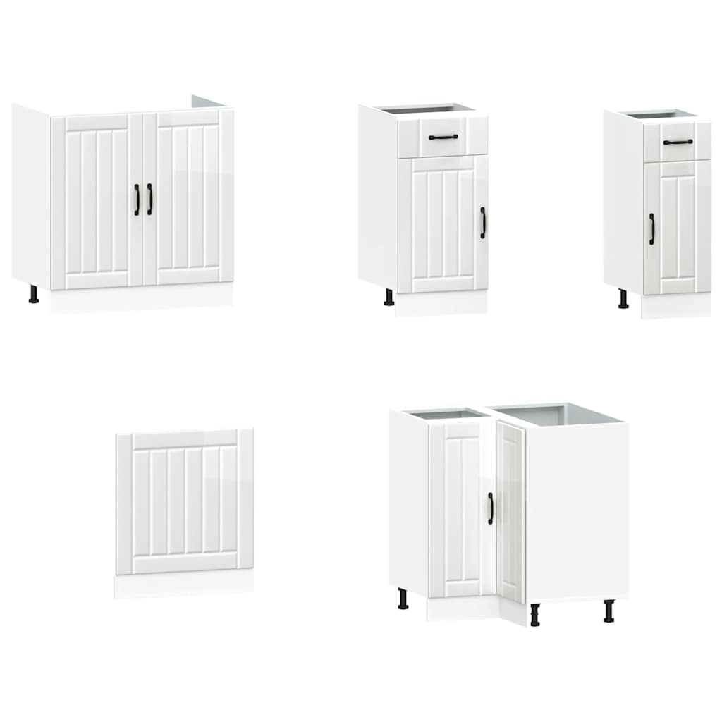 vidaXL 11-tlg. Küchenschrank-Set Lucca Hochglanz-Weiß Holzwerkstoff