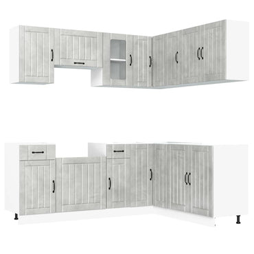 vidaXL 11-tlg. Küchenschrank-Set Lucca Betongrau Holzwerkstoff