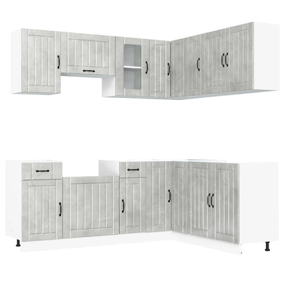 vidaXL 11-tlg. Küchenschrank-Set Lucca Betongrau Holzwerkstoff