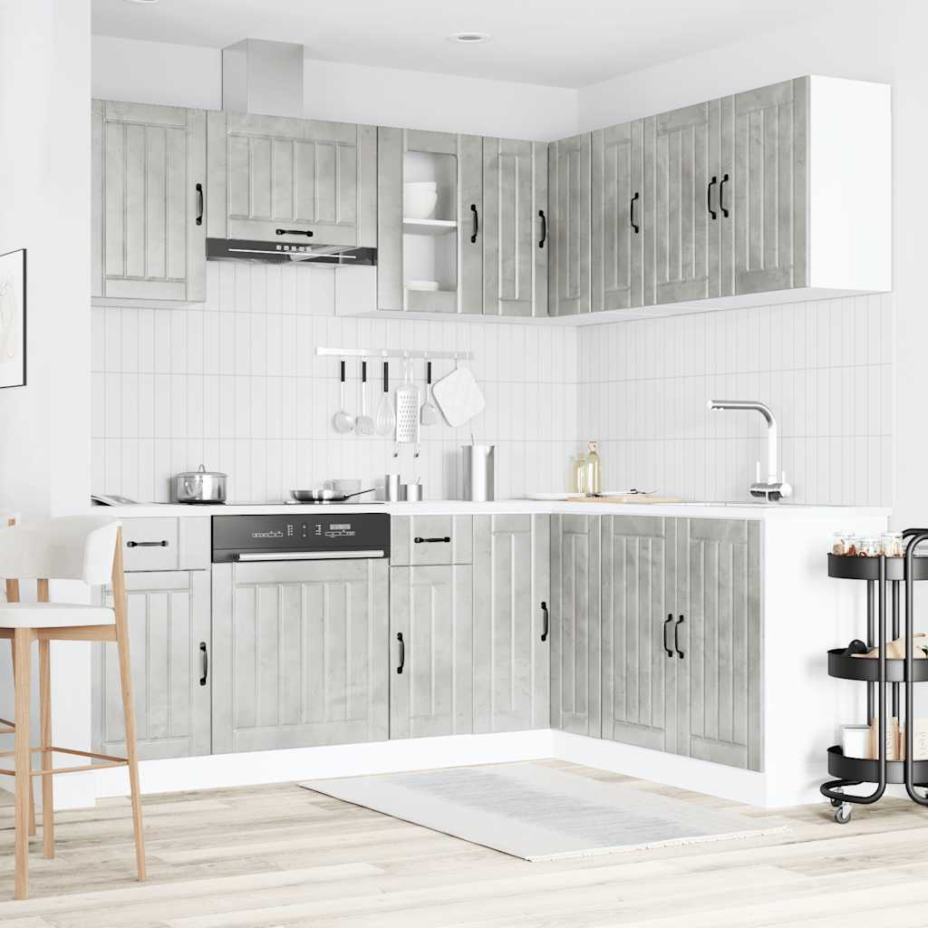 vidaXL 11-tlg. Küchenschrank-Set Lucca Betongrau Holzwerkstoff