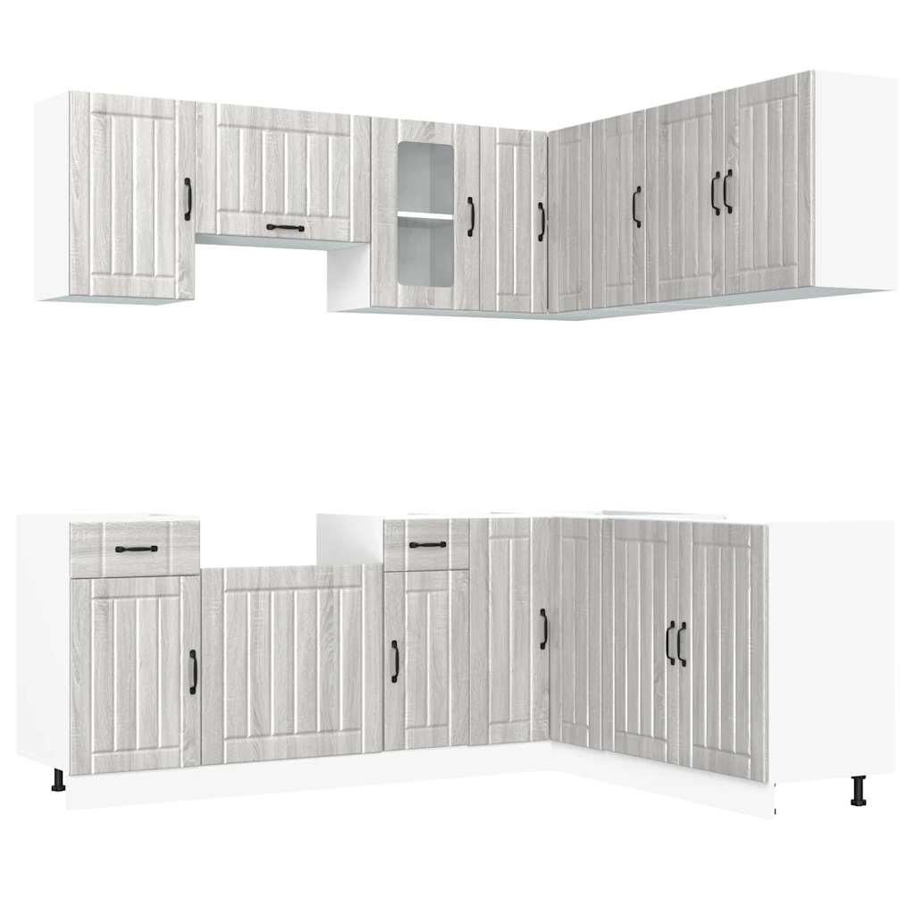 vidaXL 11-tlg. Küchenschrank-Set Lucca Grau Sonoma Holzwerkstoff