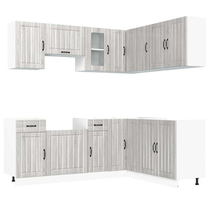 vidaXL 11-tlg. Küchenschrank-Set Lucca Grau Sonoma Holzwerkstoff