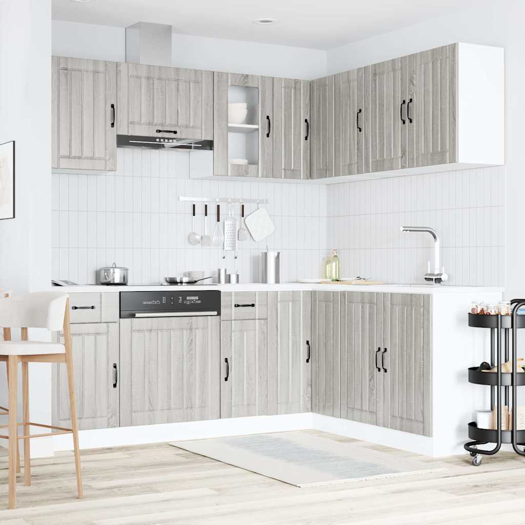 vidaXL 11-tlg. Küchenschrank-Set Lucca Grau Sonoma Holzwerkstoff