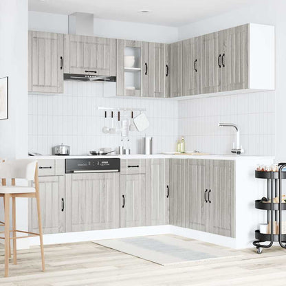 vidaXL 11-tlg. Küchenschrank-Set Lucca Grau Sonoma Holzwerkstoff