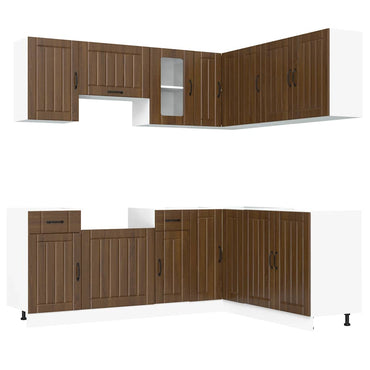 vidaXL 11tlg. Küchenschrank-Set Lucca Braun Eichen-Optik Holzwerkstoff