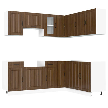 vidaXL 11tlg. Küchenschrank-Set Lucca Braun Eichen-Optik Holzwerkstoff