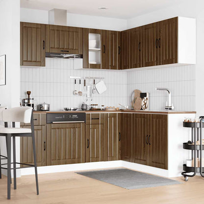 vidaXL 11tlg. Küchenschrank-Set Lucca Braun Eichen-Optik Holzwerkstoff