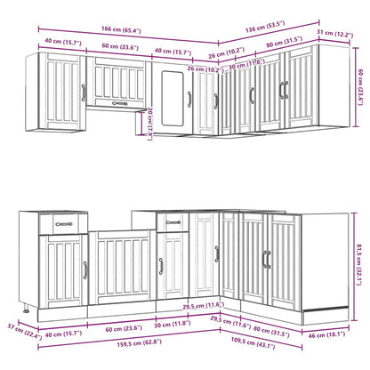 vidaXL 11tlg. Küchenschrank-Set Lucca Braun Eichen-Optik Holzwerkstoff