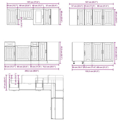 vidaXL 11tlg. Küchenschrank-Set Lucca Braun Eichen-Optik Holzwerkstoff