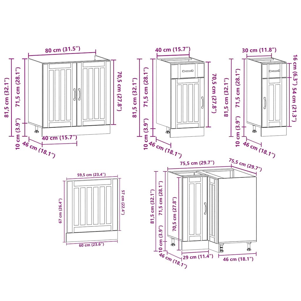 vidaXL 11tlg. Küchenschrank-Set Lucca Braun Eichen-Optik Holzwerkstoff