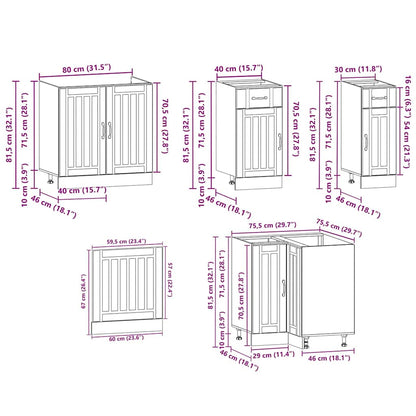 vidaXL 11tlg. Küchenschrank-Set Lucca Braun Eichen-Optik Holzwerkstoff