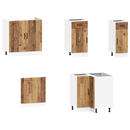 vidaXL 11-tlg. Küchenschrank-Set Lucca Altholz-Optik Holzwerkstoff