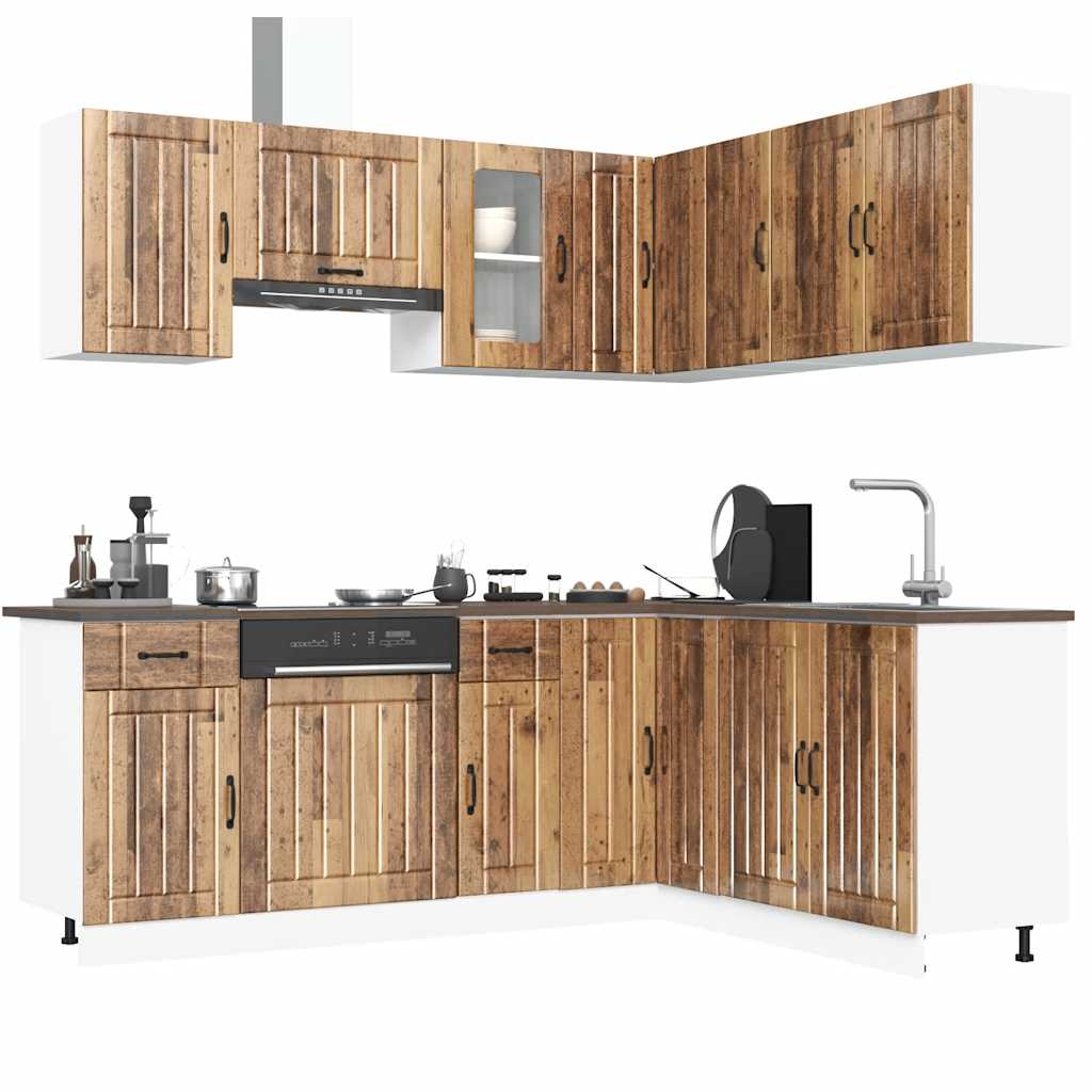vidaXL 11-tlg. Küchenschrank-Set Lucca Altholz-Optik Holzwerkstoff