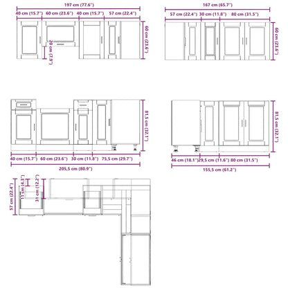vidaXL 11-tlg. Küchenschrank-Set Porto Weiß Holzwerkstoff