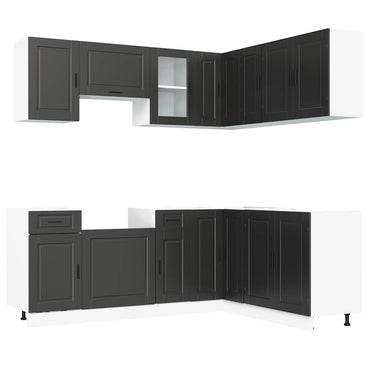 vidaXL 11-tlg. Küchenschrank-Set Porto Schwarz Holzwerkstoff