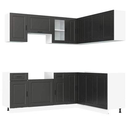 vidaXL 11-tlg. Küchenschrank-Set Porto Schwarz Holzwerkstoff