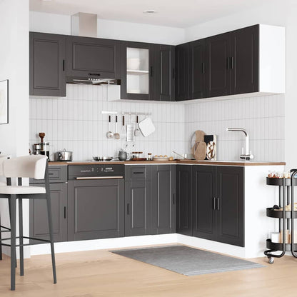 vidaXL 11-tlg. Küchenschrank-Set Porto Schwarz Holzwerkstoff