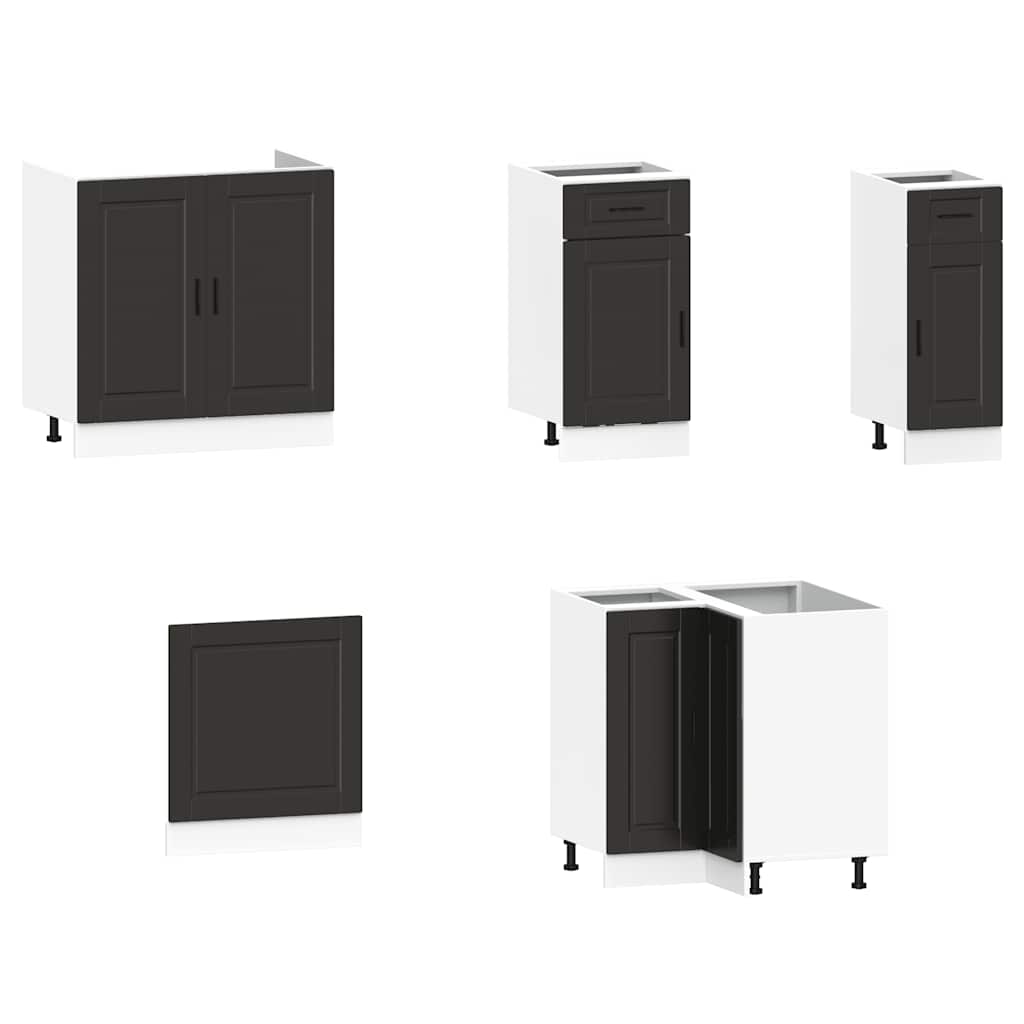 vidaXL 11-tlg. Küchenschrank-Set Porto Schwarz Holzwerkstoff
