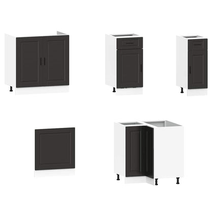 vidaXL 11-tlg. Küchenschrank-Set Porto Schwarz Holzwerkstoff
